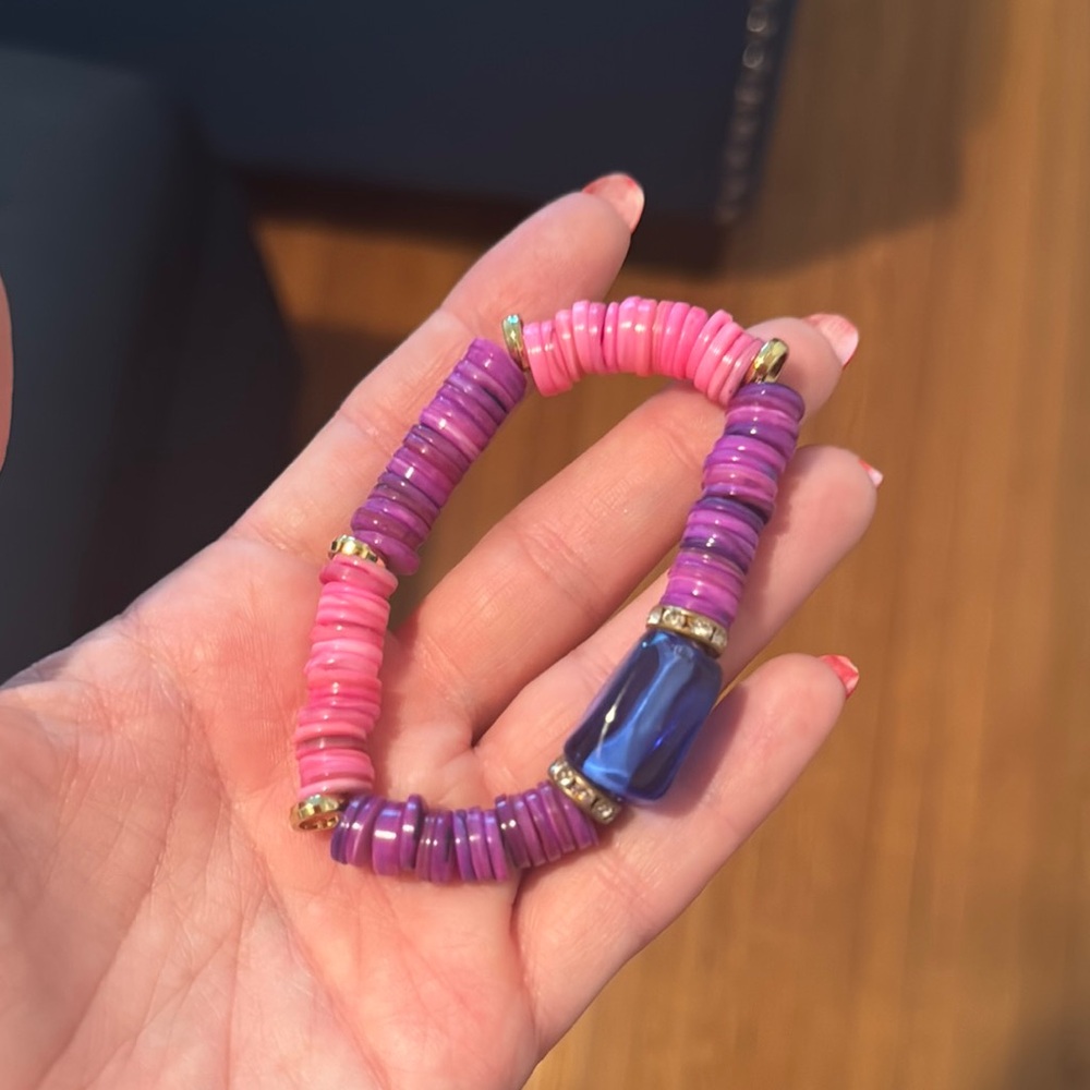 Pink and Purple Beaded Bracelet